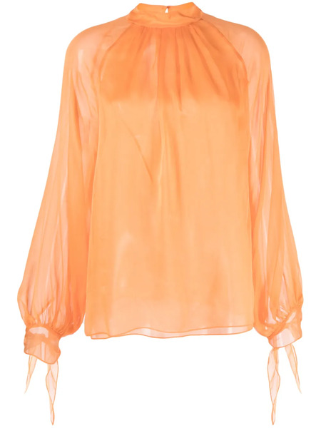  Roberto Cavalli Semi-sheer Silk Blouse - Orange 