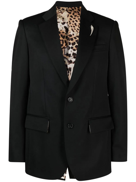  Roberto Cavalli Single-breasted Wool Jacket - Black 