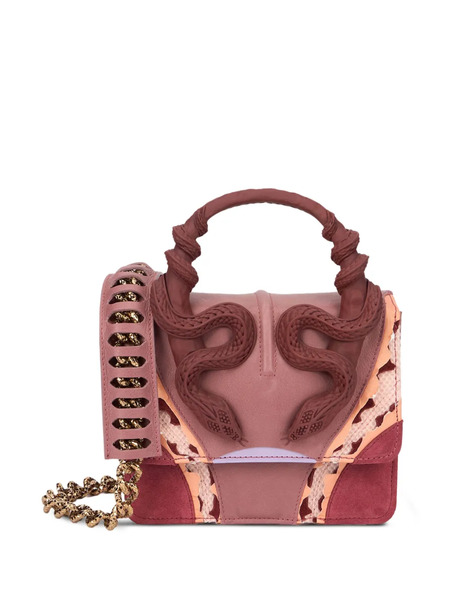  Roberto Cavalli Small Snake-embellished Leather Tote Bag - Purple 