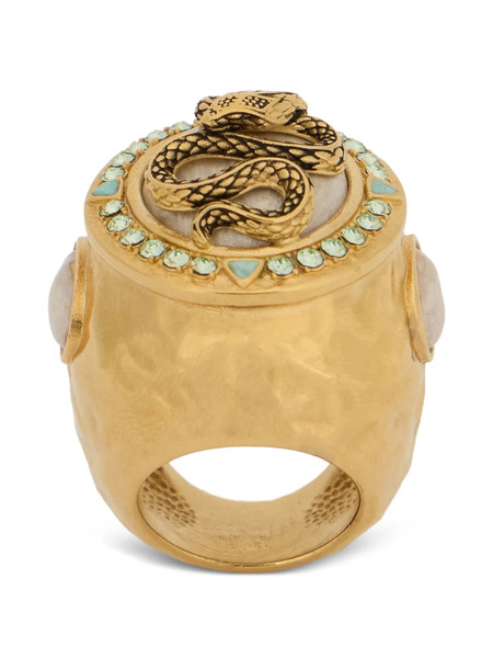  Roberto Cavalli Snake And Gemstone Ring - Gold 