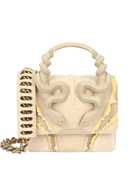  Roberto Cavalli Snake-embellished Chain-strap Shoulder Bag - Neutrals 