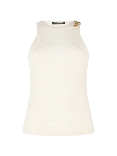  Roberto Cavalli Snake Scale Sleeveless Top - Neutrals 