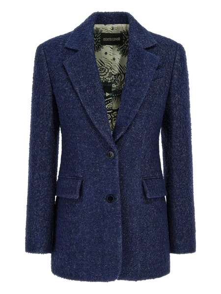 Roberto Cavalli Textured Single-breasted Blazer - Blue 