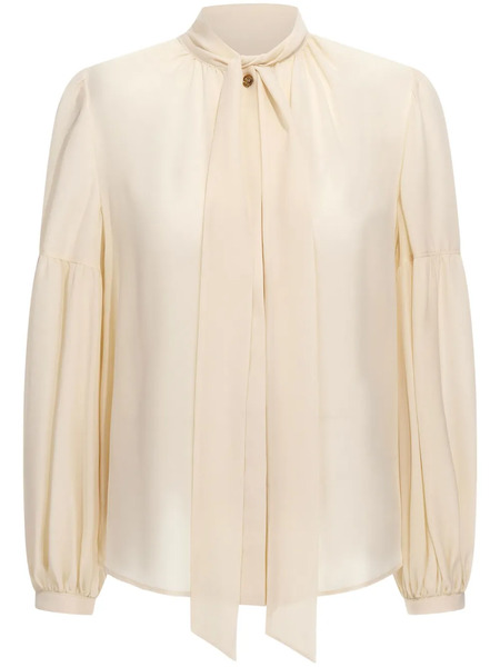  Roberto Cavalli Tie Neckline Silk Blouse - Neutrals 