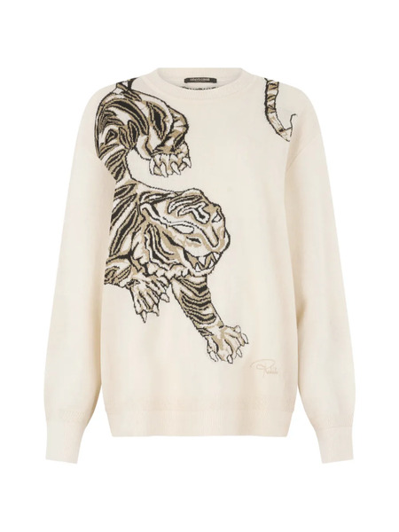  Roberto Cavalli Tiger-motif Sweater - Neutrals 