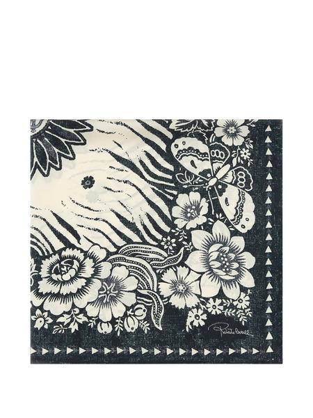  Roberto Cavalli Zebra Floral Print Scarf - Blue 