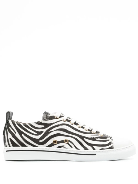  Roberto Cavalli Zebra-print Leather Sneakers - White 