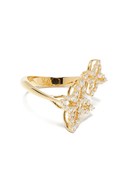  Roberto Coin 18k Yellow Gold Butterfly Diamond Ring 