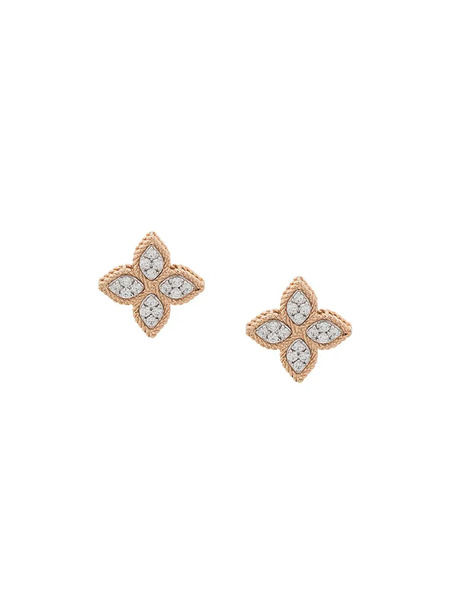  Roberto Coin 18kt Gold Princess Flower Diamond Studs - Pink 