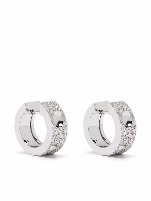  Roberto Coin 18kt White Gold Diamond And Ruby Earrings - Silver 