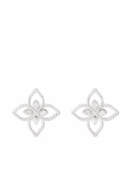  Roberto Coin 18kt White Gold Princess Flower Stud Earrings 