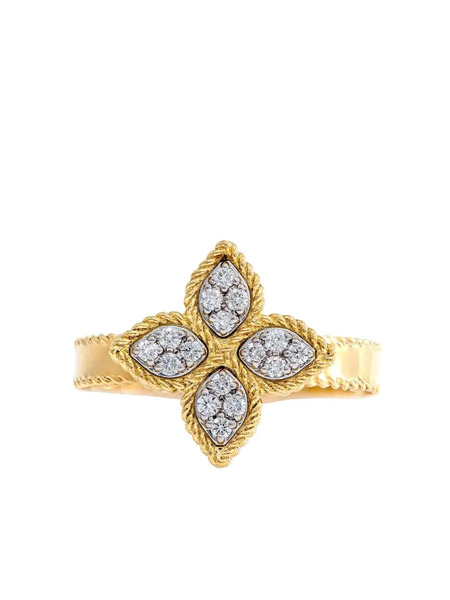  Roberto Coin 18kt Yellow Gold Princess Flower Diamond Ring 