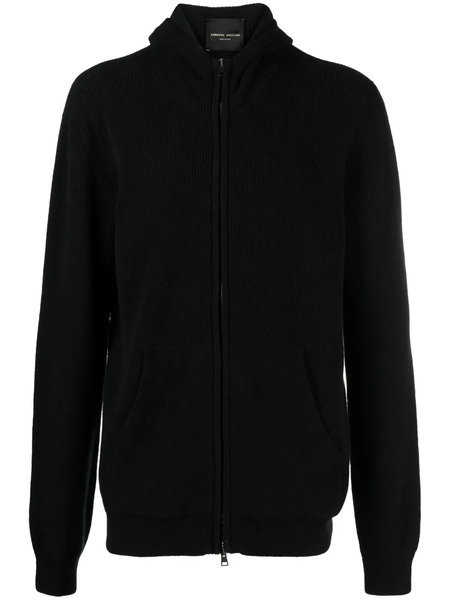  Roberto Collina Fine-ribbed Bomber Jacket - Black 