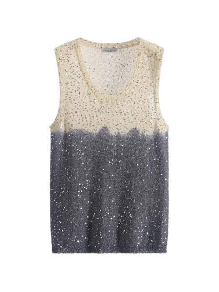  Roberto Collina Sequin V-neck Top - Grey 