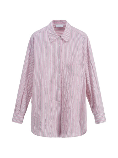  Roberto Collina Striped Wrinkled Shirt - Pink 