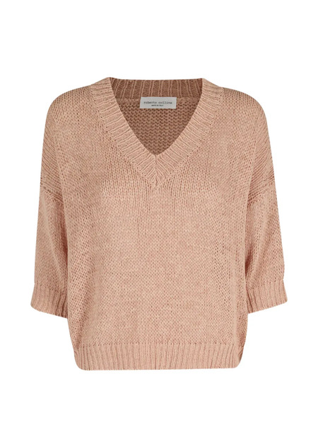  Roberto Collina V-neck Short-sleeve Sweater - Neutrals 