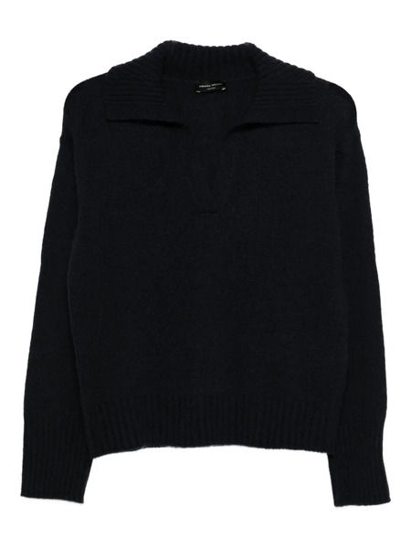 Roberto Collina Wool Polo Top - Blue 