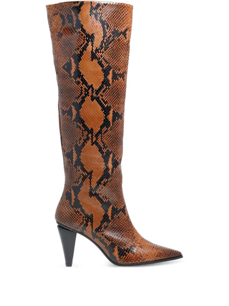  Roberto Festa Riva Pointed-toe Python-print Boots - Brown 
