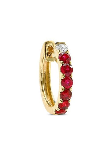  Robinson Pelham 14k Yellow Gold Ruby And Diamond Midi Hoop Earring 