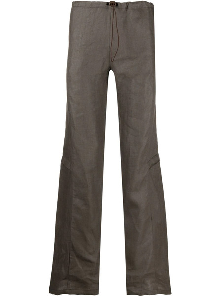  Robyn Lynch Drawstring-waist Linen Cargo Trousers - Brown 