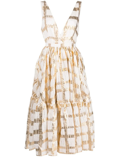  Rochas Flared Midi Dress - White 