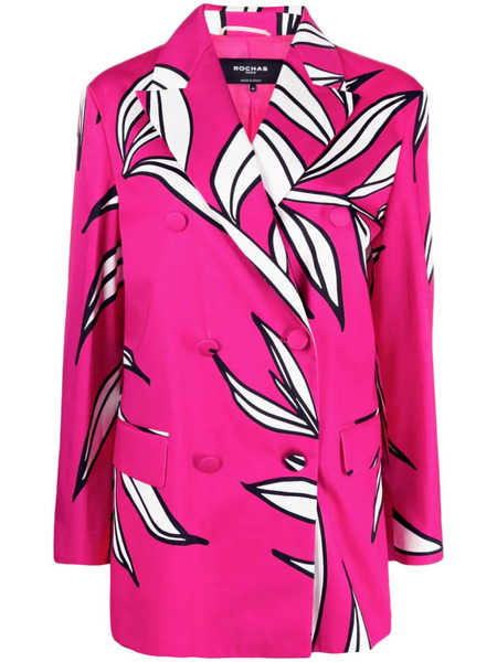  Rochas Floral-print Double-breasted Blazer - Pink 