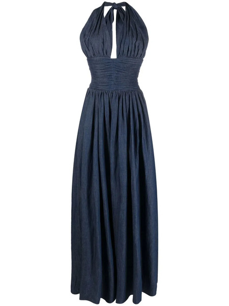  Rochas Halterneck Denim Maxi Dress - Blue 