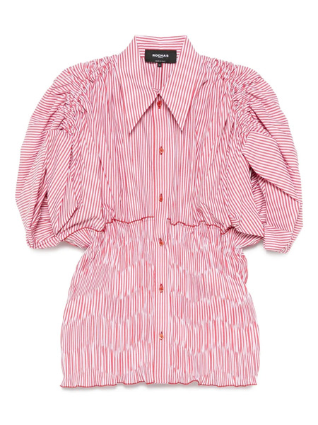  Rochas Puffed-sleeve Striped Shirt - Red 
