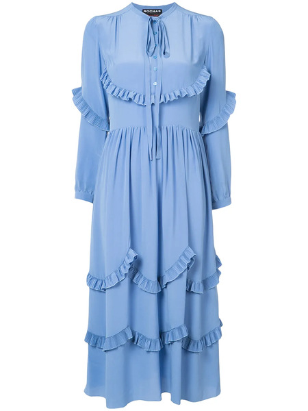  Rochas Ruffle Trim Dress - Blue 