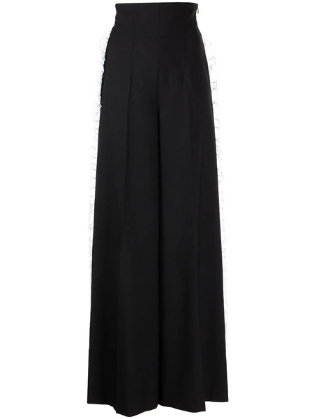  Rochas Ruffle Wide-leg Tailored Trousers - Black 