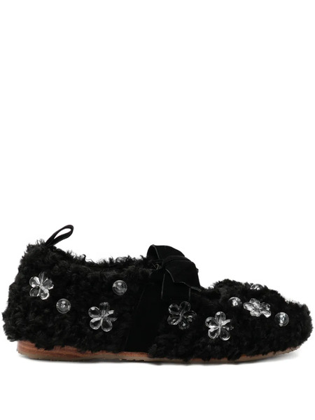  Rockfish X Susan Fang Furry Ballet Flats - Black 