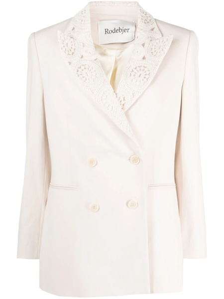  Rodebjer Double-breasted Crochet Blazer - Neutrals 
