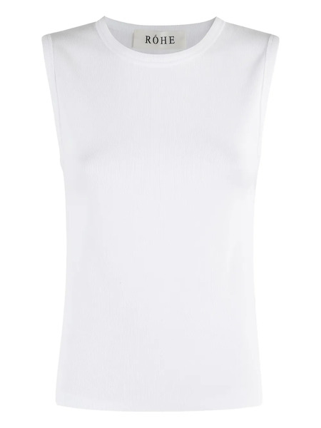  Róhe Dense Ribbed Round-neck Top - White 