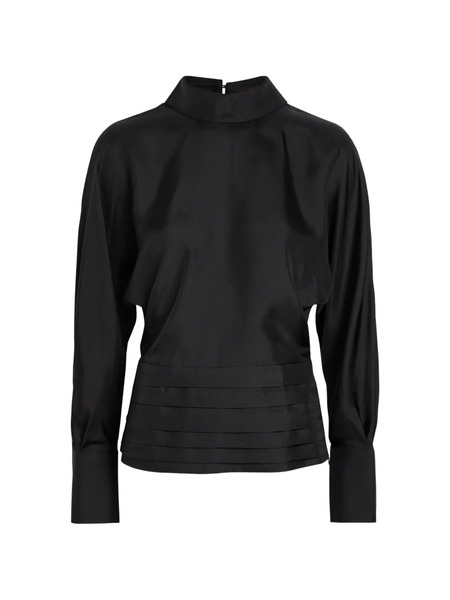  Róhe Funnel-neck Pleated Top - Black 
