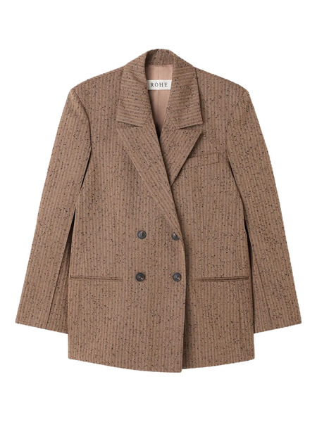  Róhe Herringbone Double-breasted Blazer - Brown 