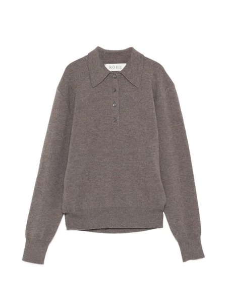  Róhe Knitted Polo-collar Sweater - Brown 
