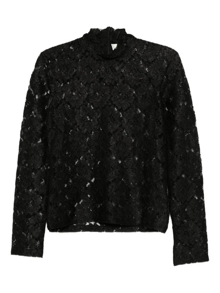  Róhe Lace Mock-neck T-shirt - Black 