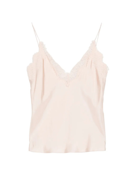  Róhe Lace-trim Silk Top - Pink 