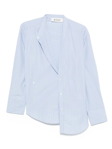  Róhe Striped Asymmetrical Cotton Shirt - Blue 