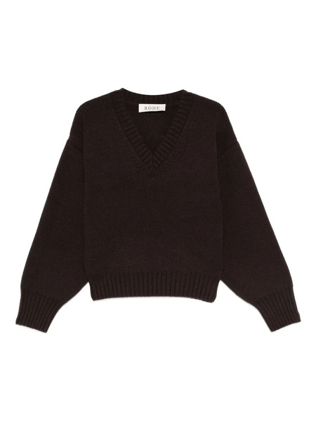  Róhe V-neck Ribbed-knit Jumper - Brown 