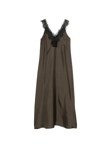  Róhe V-neck Silk Maxi Dress - Brown 