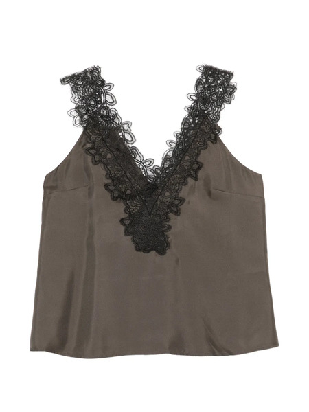  Róhe V-neck Silk Top - Brown 