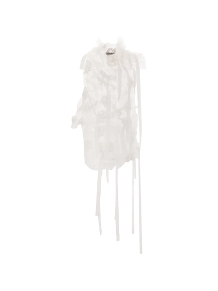  Róisín Pierce Flower-embellished Ribbon Blouse - White 