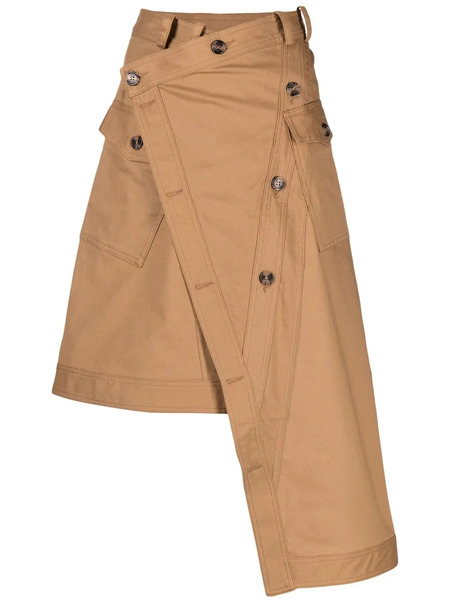  Rokh Asymmetric A-line Skirt - Brown 