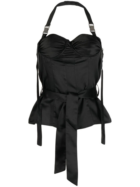  Rokh Bustier-detail Halterneck Top - Black 
