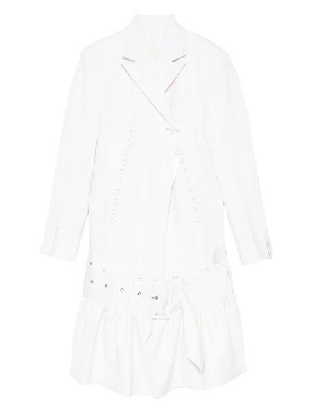  Rokh Button-detailing Ruffled Double-breasted Coat - White 
