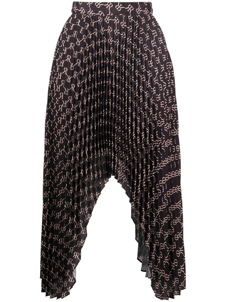  Rokh Monogram-print Asymmetric Skirt - Brown 