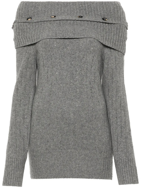  Rokh Multi-button Off-shoulder Top - Grey 