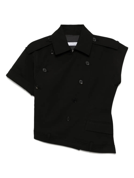  Rokh Muti Button Twisted Collared Top - Black 
