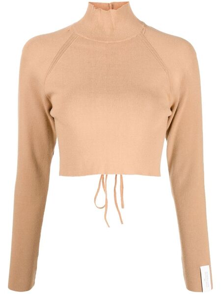  Rokh Open-back Cropped Knitted Jumper - Brown 